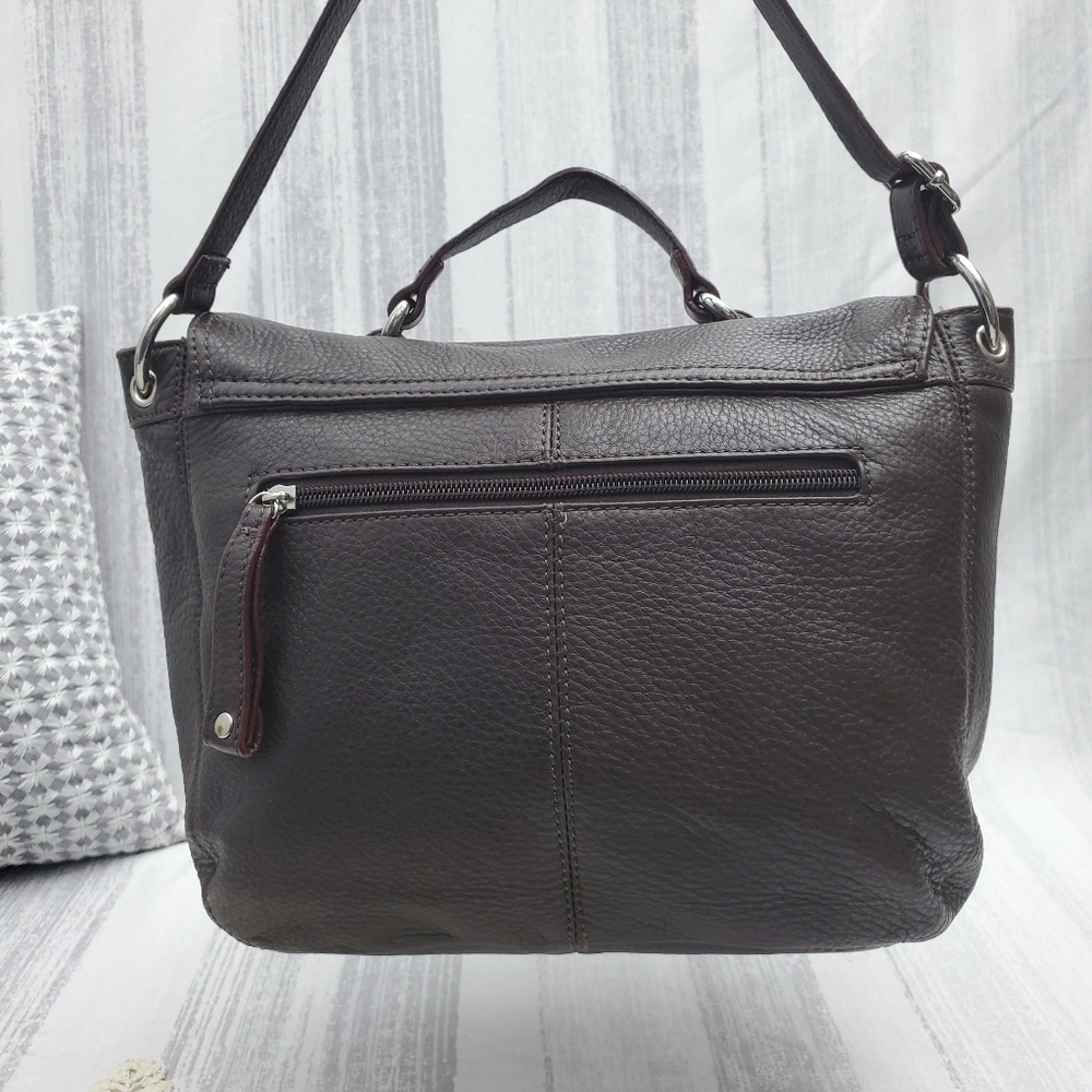 Isaac Mizrahi Leather Dark Maroon Flap Closure Small Messanger Bag w/ Top handle - Picture 3 of 16